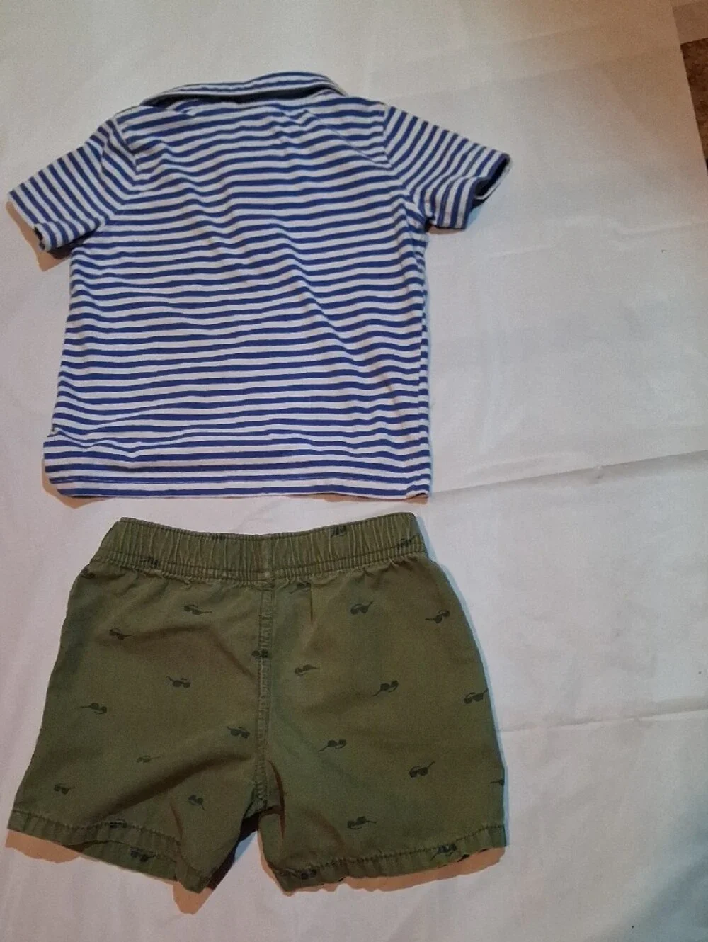 Carter's Toddler Boy Preppy Striped Polo & Green Shorts Set 24 Months